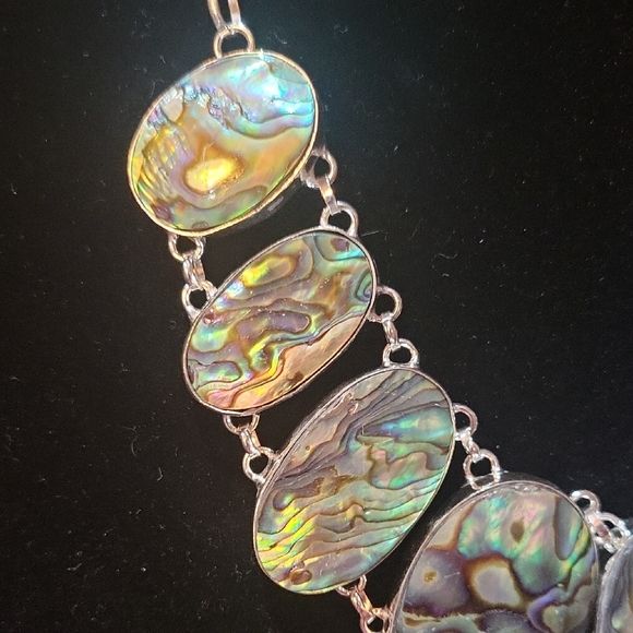 Elegant Sterling Silver 925 Abalone STATEMENT Necklace Gift Or To Keep - Picture 3 of 7